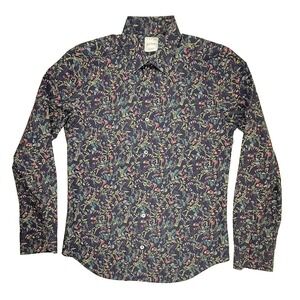 Paul Smith Navy Floral Long Sleeve Made In Italy Shirt - Men's 16 - READ!